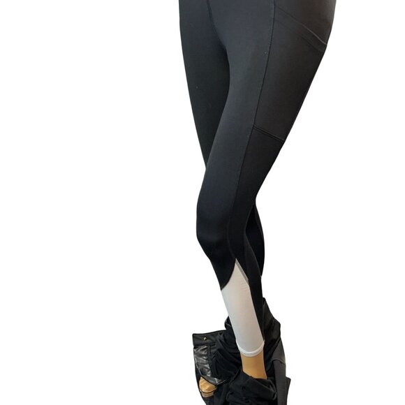Champion Womens Colorblock Full Length Leggings Small White Black - Picture 4 of 9